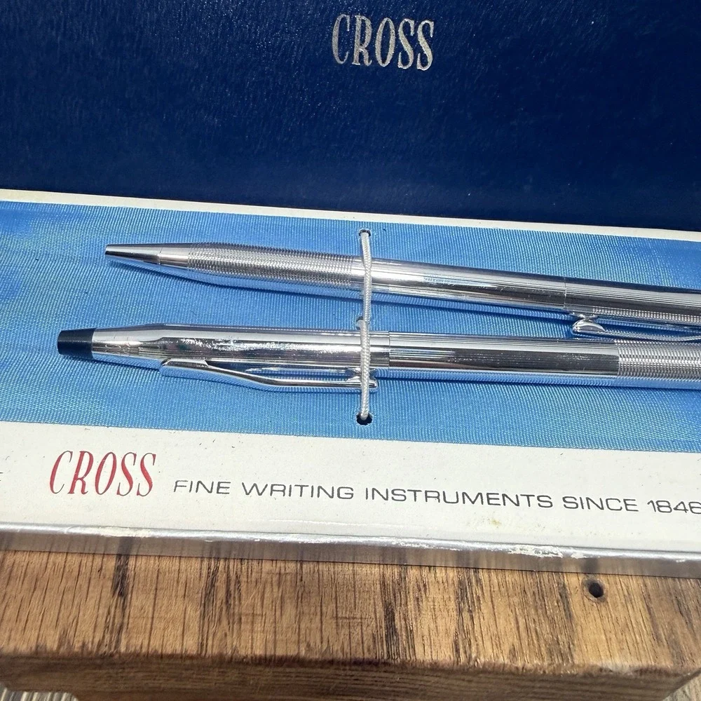 Vintage Cross Century Chrome Pen & Pencil Set 3501 in Box
